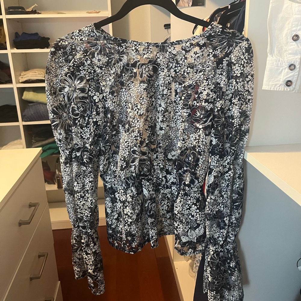 Topshop Monochrome Floral Blouse